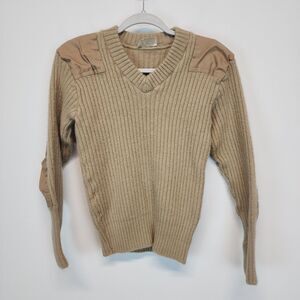 Brigade Quartermasters The Woolly Pully Wool Rib V-Neck Sweater Size 40 S Short
